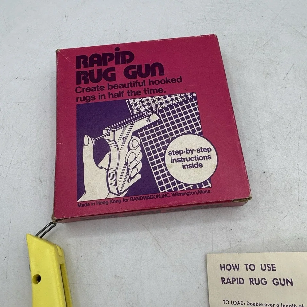 Vintage Rapid Rug Gun Latch Hook‎ Tool Original Box Crafting Instruction